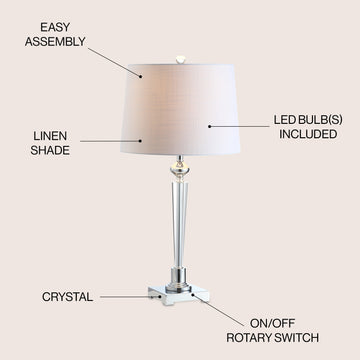 Foster 28.25" Crystal LED Table Lamp - JONATHAN Y